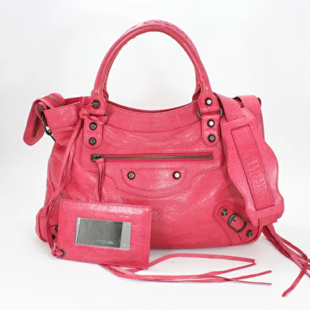 Balenciaga Crossbody Sheepskin The Leather Shoulder Red Handbag Pink Bag Town